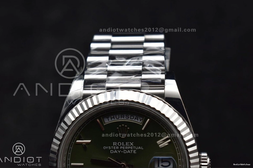 1:1 President Refined VR3255 Edition THBF (Gain 228239 Date Green Weight) Day Roman SS Dial Bracelet on Best 40 662 0323